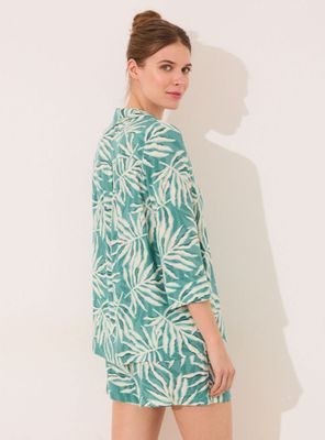 Imagen 2 del producto Pijama Set Camisa Pantalón Corto Print Hojas