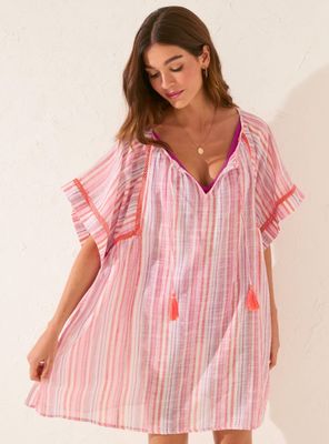 Túnica Corta Tejido Estampado Rayas