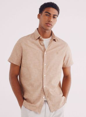 Camisa Manga Corta Efecto Lino