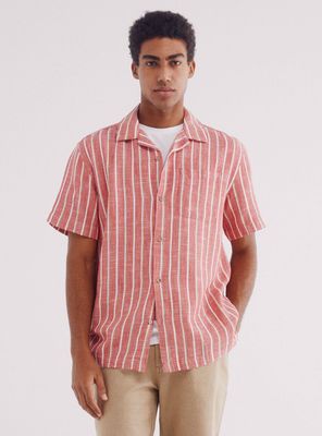 Camisa Manga Corta Bowling Rayas Rústica