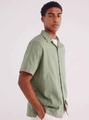 Camisa Manga Corta Lino Jacquard