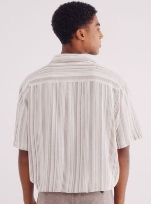 Imagen 2 del producto Camisa manga corta multi raya lino viscosa