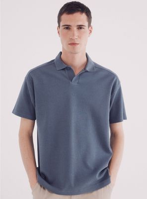 Polera Polo Estructura Waffle Regular Fit