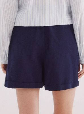 Imagen 2 del producto Short Goma Cintura Botón Algodón Lino