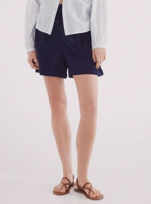 Springfield Short Goma Cintura Botón Algodón Lino