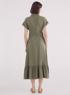 Imagen 2 del producto Vestido Midi Camisero Cinturón Lino