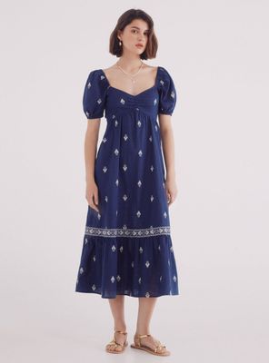 Vestido Midi Cenefa Volante