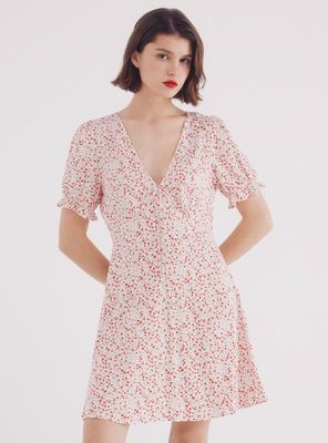 Vestido Corto Escote en V Estampado