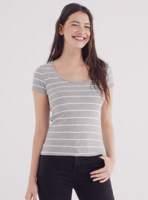 Polera Escote Redondo Ceñida Rayas Canalé