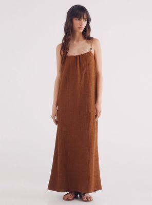 Vestido Midi Tirantes Bolitas