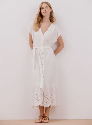 Vestido Camisero Bordado Bajo