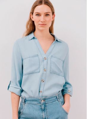 Blusa Vaquera Tencel Manga Larga