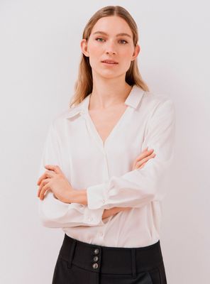 Blusa Satinada Manga Larga
