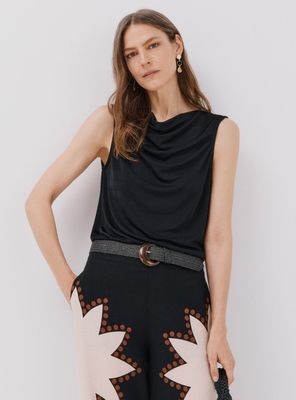 Top Punto Drapeado Satinado