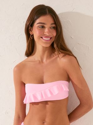 Top Bikini Bandeau Relleno Volante Color