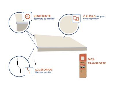 Imagen 2 del producto Toldo retráctil 4x2,5 m SmartSun Classic crudo