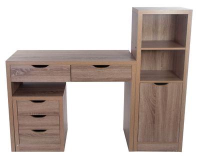 Combo Escritorio 2 cajones + Cajonera + Librero natural