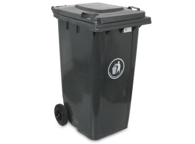 Basurero tapa y ruedas 240 litros industrial gris Cotidiana