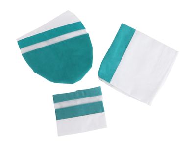 Set baño 3 piezas muselina turquesa/blanco Cotidiana