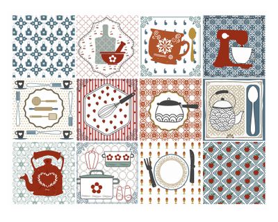 Vinilo adhesivo 15x15 cm Kitchen 12 unidades