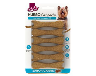 Hueso perro control sarro carne 6 unidades Goofy