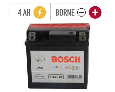 Imagen 2 del producto Batería moto 4AH 90CCA derecho BTX5L-BS Bosch