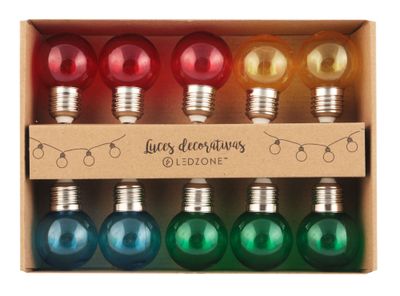 Guirnalda 10L ampolleta LED colores transparentes Ledzone