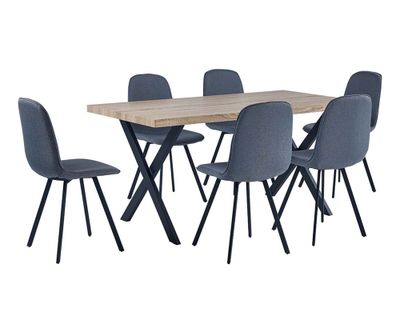 Comedor 6 sillas Tomasa natural/gris M+Design