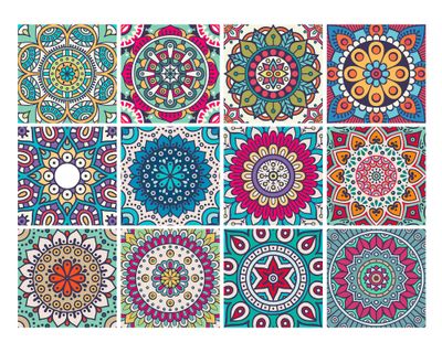 Vinilo adhesivo 15x15 cm Mandala 12 unidades