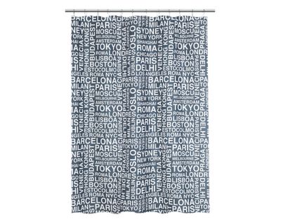 Cortina baño 180x180 cm texto + 12 ganchos Cotidiana