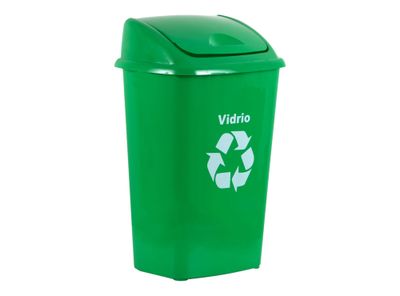 Imagen 2 del producto Basurero 30 litros reciclaje vidrio verde Innovaplast