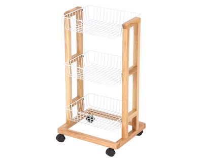 Carro 3 canastos natural/blanco Cotidiana