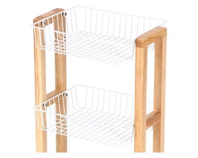 Imagen 2 del producto Carro 3 canastos natural/blanco Cotidiana