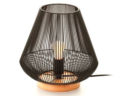 Lámpara sobremesa 1L E27 Senegal negro/natural Abitare