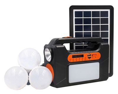 Kit de emergencia solar 3 ampolletas - linterna - foco lateral - radio - bluetooth Parksolar
