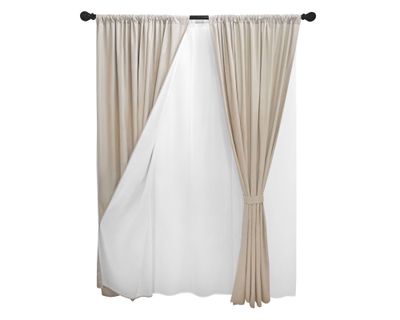 Set cortina blackout + abrazadera ecru Cotidiana