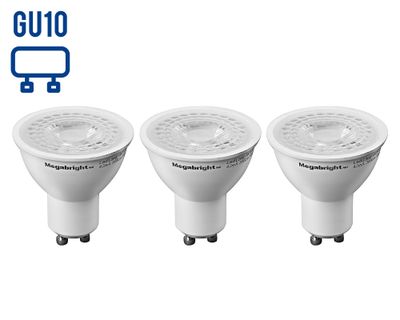 Ampolleta bright LED 5,5W GU10 luz fría PAR16 3 unidades Megabright