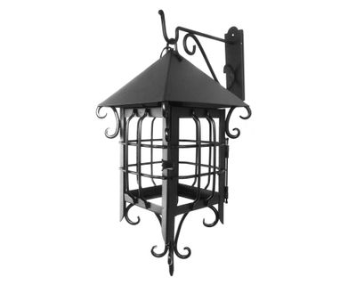 Imagen 2 del producto Farol 1L E27 Colonial con soporte negro mate Euro.