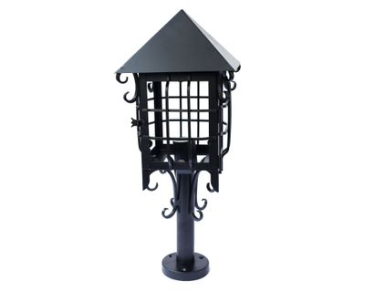 Farol 1L E27 Colonial con pilastra negro mate Euro.