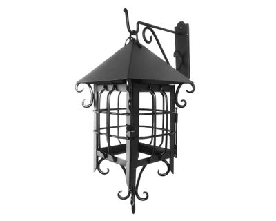 Imagen 2 del producto Farol 1L E27 Colonial con soporte mini negro mate Euro.