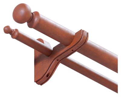 Barra cortinas Doble 22/35 mm 160 cm cedro + accesorios