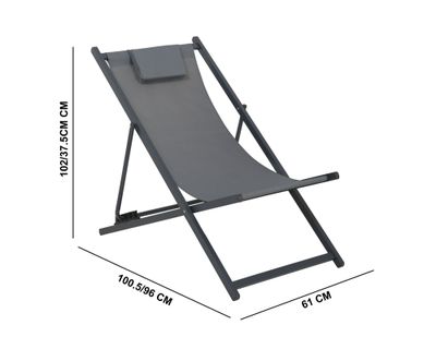 Imagen 2 del producto Reposera con almohada gris Outzen.