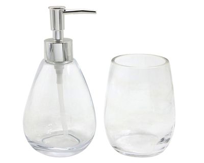 Set accesorios baño Clásico Ovalado transparente 2 piezas Cotidiana
