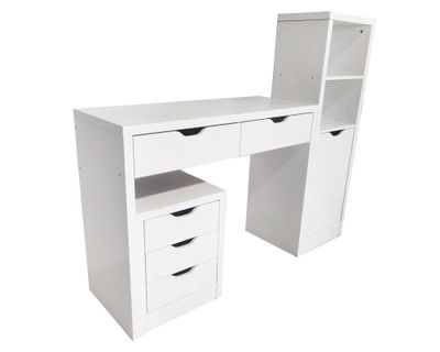 Imagen 2 del producto Combo Escritorio 2 cajones + Cajonera 3 cajones + Librero 1 puerta blanco