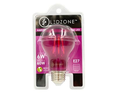 Imagen 2 del producto Ampolleta LED 6W E27 luz cálida rosado Ledzone.