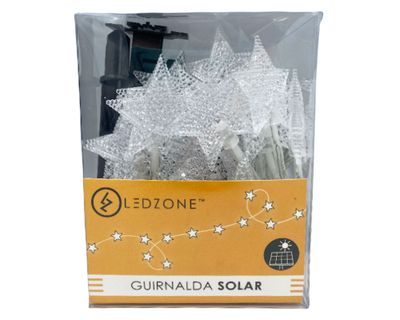 Guirnalda solar estrellas 1.5 W 20 luces luz cálida transparente
