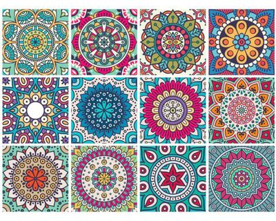 Vinilo adhesivo 15x15 cm Mandala 12 unidades