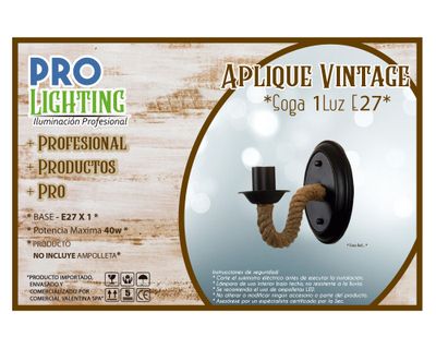 Imagen 2 del producto Aplique 1L E27 Vintage soga Pro-Lighting