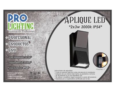 Imagen 2 del producto Aplique LED 2L luz cálida negro Pro-Lighting