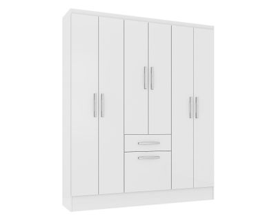 Imagen 2 del producto Clóset 6 puertas 1 cajón 1 zapatero blanco 177x138x40 cm